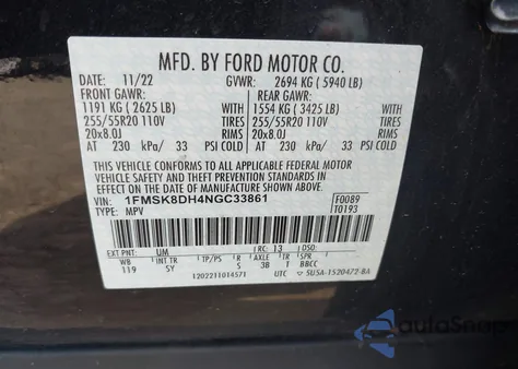 2022 Ford Explorer Xlt z USA, uszkodzony, nr VIN 1FMSK8DH4NGC33861